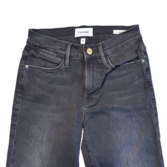 Frame Denim Le High Straight Released Hem Condor Distressed Black Wash Size 25 - Picture 8 of 11